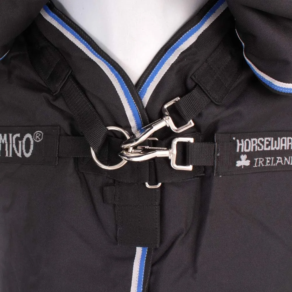 HORSEWARE Ireland Amigo Bravo 12 Plus Medium Weight Waterproof Breathable Horse Turnout Blanket, 250G, Black/Strong Blue/Black, 87