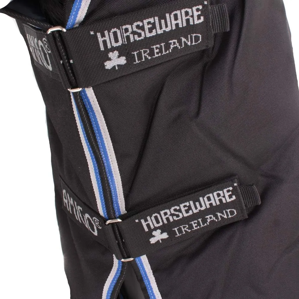 HORSEWARE Ireland Amigo Bravo 12 Plus Medium Weight Waterproof Breathable Horse Turnout Blanket, 250G, Black/Strong Blue/Black, 87