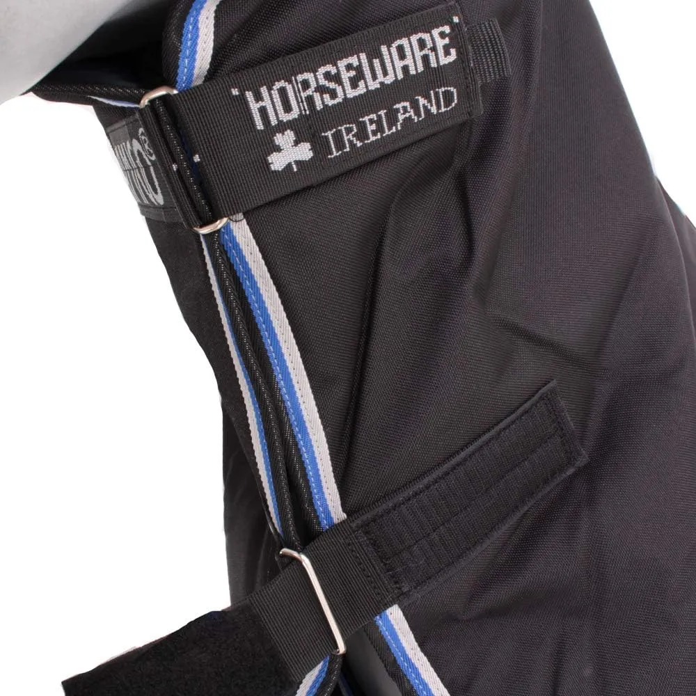 HORSEWARE Ireland Amigo Bravo 12 Plus Medium Weight Waterproof Breathable Horse Turnout Blanket, 250G, Black/Strong Blue/Black, 87