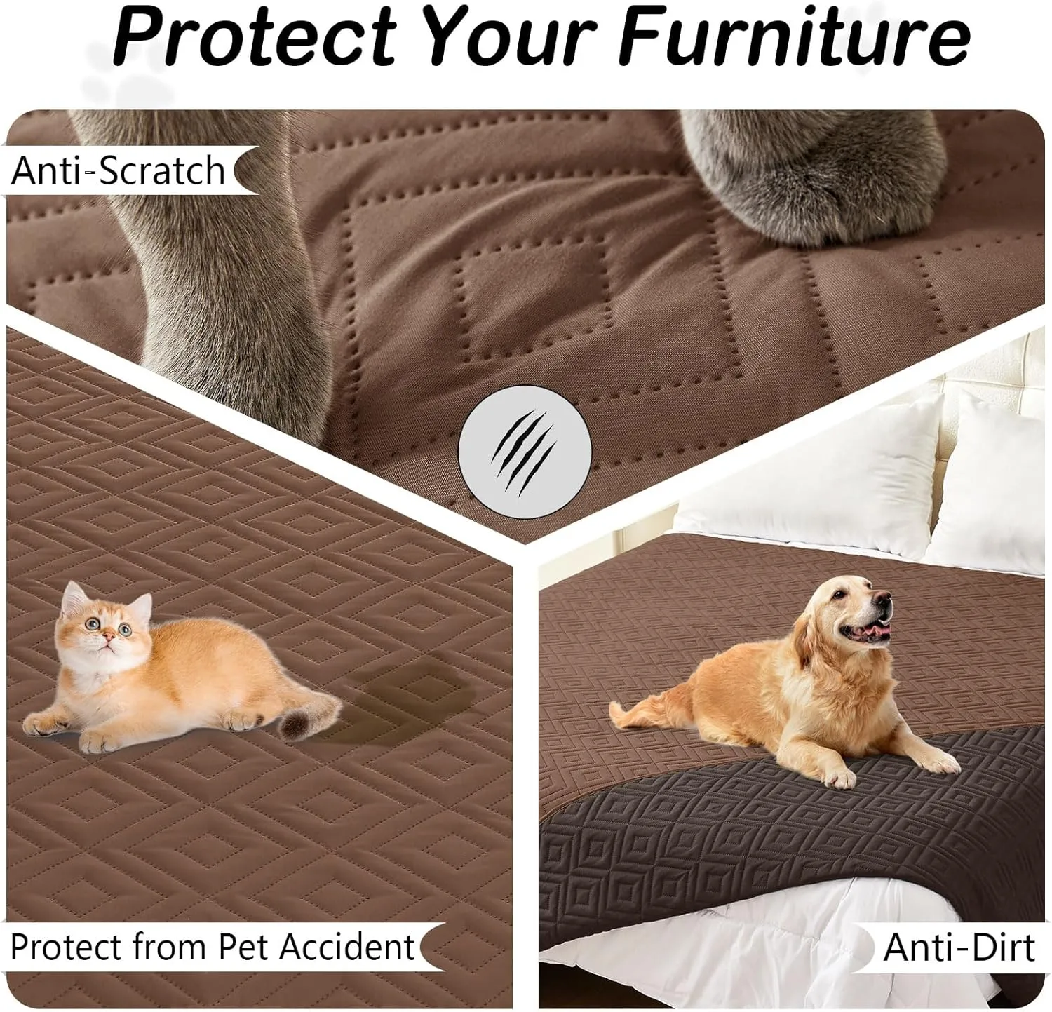 hyha Waterproof Dog Blanket, Soft Pet Bed Blankets, Waterproof Sofa Couch Cover for Dogs Washable, Reversible Pet Couch Covers for Sofa Furniture (30x70 Inch, Brown/Chocolate)