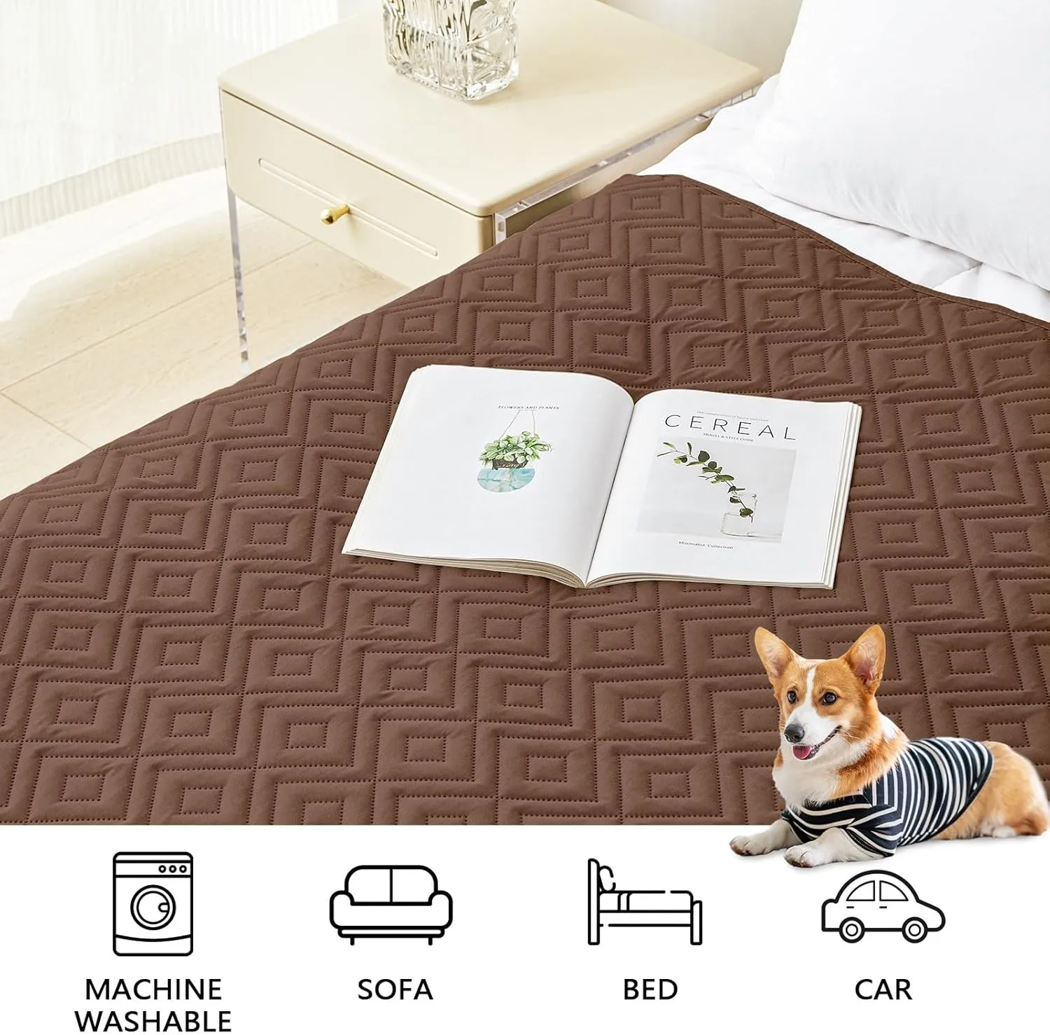 hyha Waterproof Dog Blanket, Soft Pet Bed Blankets, Waterproof Sofa Couch Cover for Dogs Washable, Reversible Pet Couch Covers for Sofa Furniture (30x70 Inch, Brown/Chocolate)