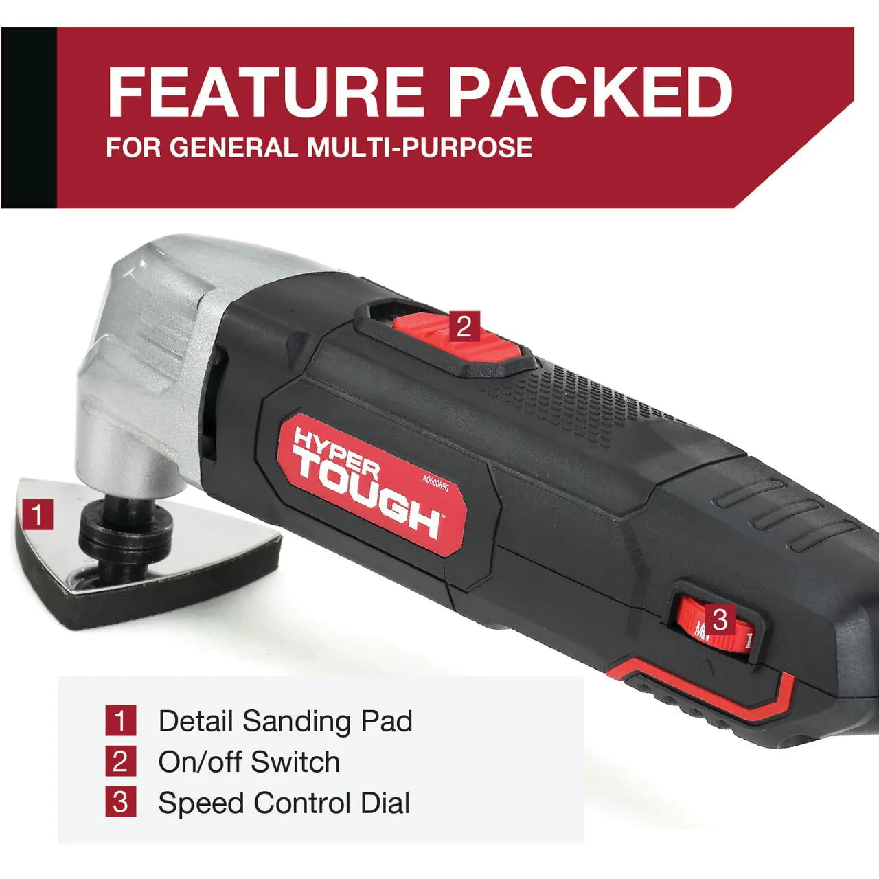 Hyper Tough 2.1 Amp Corded Oscillating Multi-function Tool, Variable Speed