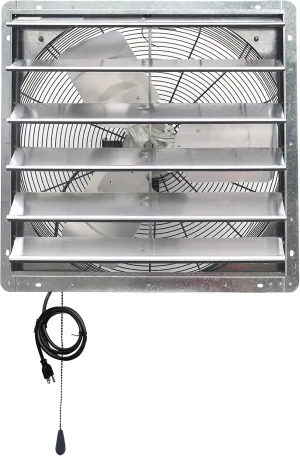 iLIVING ILG8SF24V-T 24 inch Shutter Exhaust Attic Garage Grow, Ventilation Fan with 2 Speed Thermostat 6 Foot Long 3 Plugs Cord, 24" - Variable, Silver