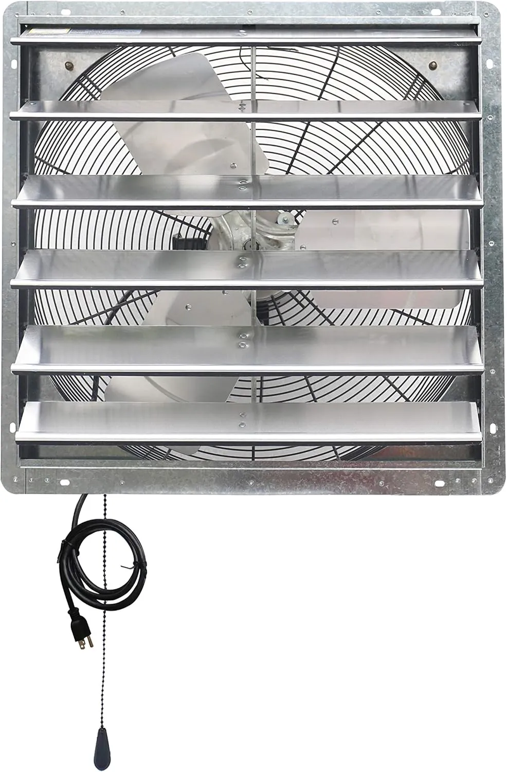 iLIVING ILG8SF24V-T 24 inch Shutter Exhaust Attic Garage Grow, Ventilation Fan with 2 Speed Thermostat 6 Foot Long 3 Plugs Cord, 24" - Variable, Silver
