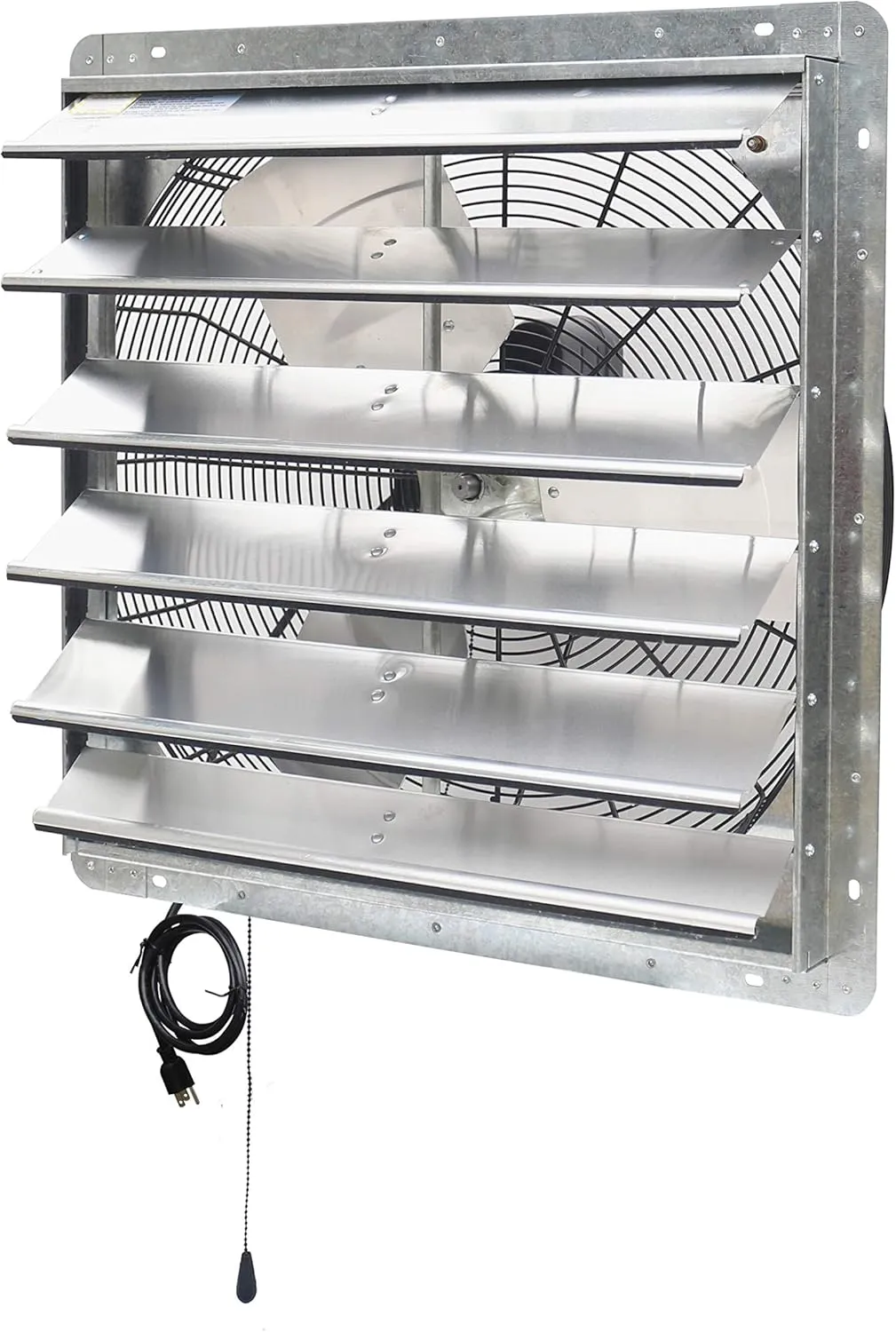iLIVING ILG8SF24V-T 24 inch Shutter Exhaust Attic Garage Grow, Ventilation Fan with 2 Speed Thermostat 6 Foot Long 3 Plugs Cord, 24" - Variable, Silver