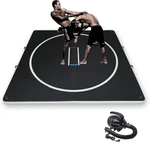 Inflatable Wrestling Mat for Adults/Kids - Thicken PVC Grappling Mat with Air Pump, Portable MMA/BJJ/Judo/Gymnastics Training Mat (5FT/10FT)