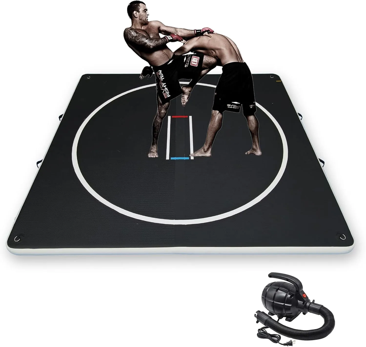 Inflatable Wrestling Mat for Adults/Kids - Thicken PVC Grappling Mat with Air Pump, Portable MMA/BJJ/Judo/Gymnastics Training Mat (5FT/10FT)