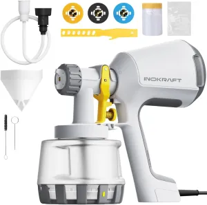 InoKraft Paint Sprayer, 600W HVLP Paint Sprayer Includes 3 Nozzles, 3 Patterns & Whole Cleaning kit for House Painting, Furniture, Cabinets, Compatible with Stains, Sealers and Latex Paints