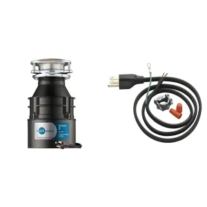 InSinkErator Garbage Disposal, Badger 5, Standard Series, 1/2 HP Continuous Feed, Black & Garbage Disposal Power Cord Kit, CRD-00, Black, Pack of 1