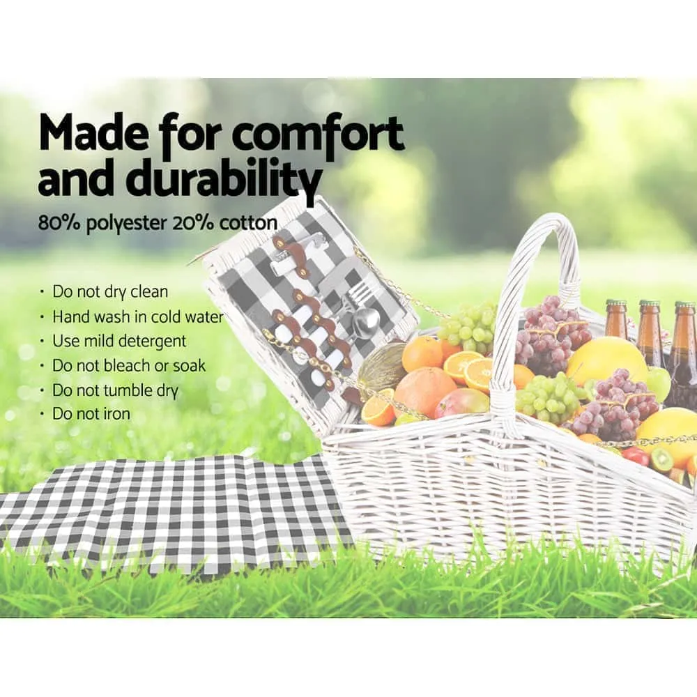 Insulated 2 Person Willow Picnic Basket Set with Blanket