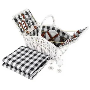 Insulated 2 Person Willow Picnic Basket Set with Blanket