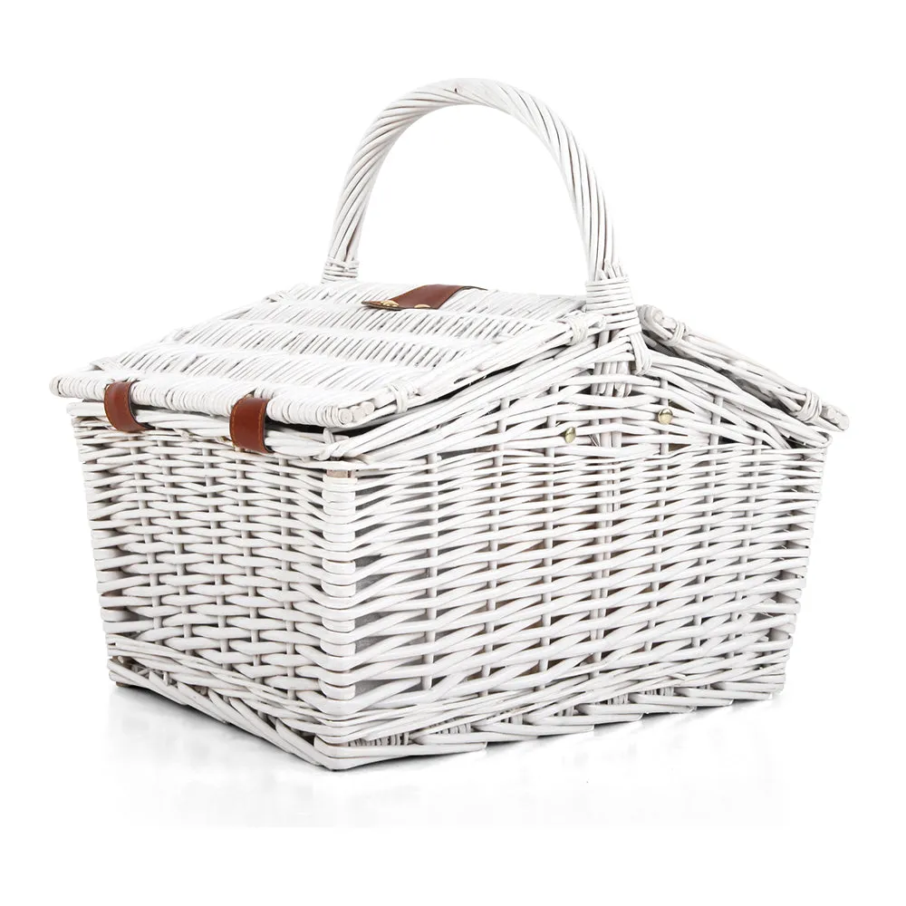 Insulated 2 Person Willow Picnic Basket Set with Blanket