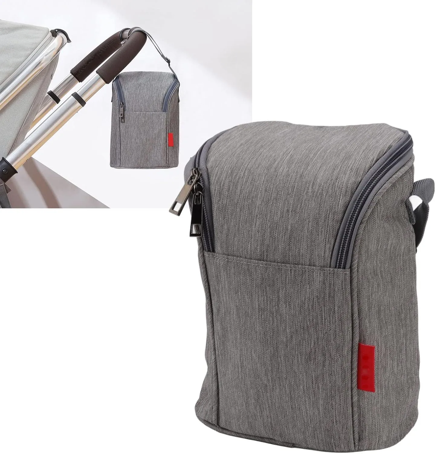 Insulated Bottle Bag, Baby Bottle Cooler Bottle Cooler Bag Nylon Baby Bottle Warmer Cooler Bag Baby Bottle Thermal Tote Bag for Nursing Mom Daycare (Gray)