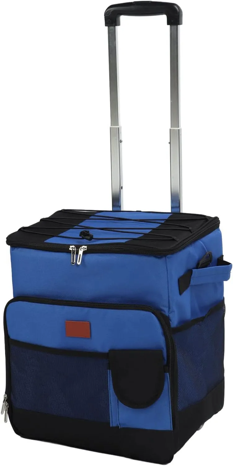 Insulated Cooler Bag, 35L Oxford Cloth Aluminum Foil Anti Leakage Portable Rolling Cooling Bag for Outdoor, Camping, BBQ, Party