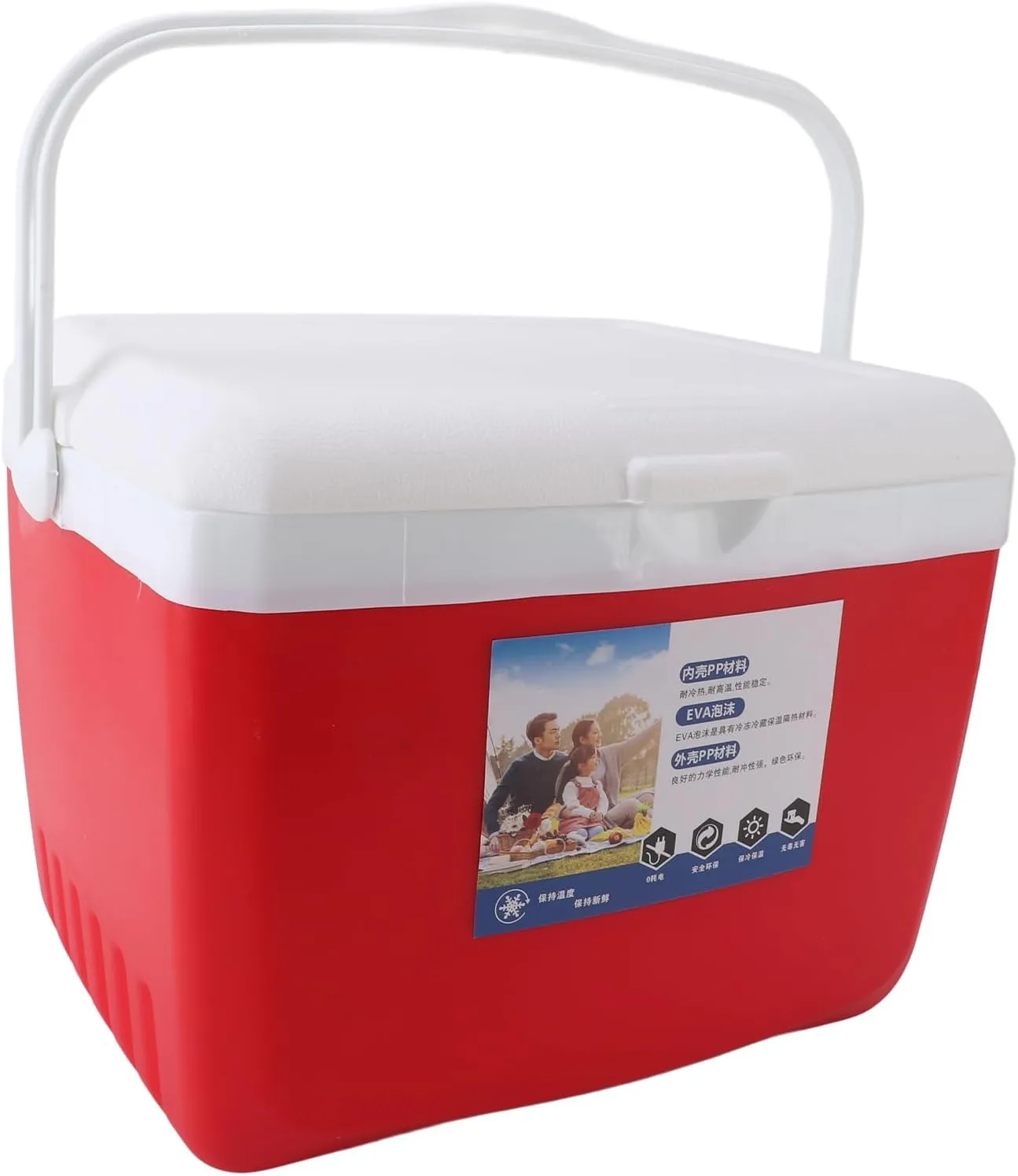Insulated Cooler, Ice Chest 13L Portable Cooler Box Hard Cooler Leakproof Outdoor Cooler with Carry Handle for Beach, Drink, Beverage, Camping, Picnic, Fishing, Boat, Barbecue