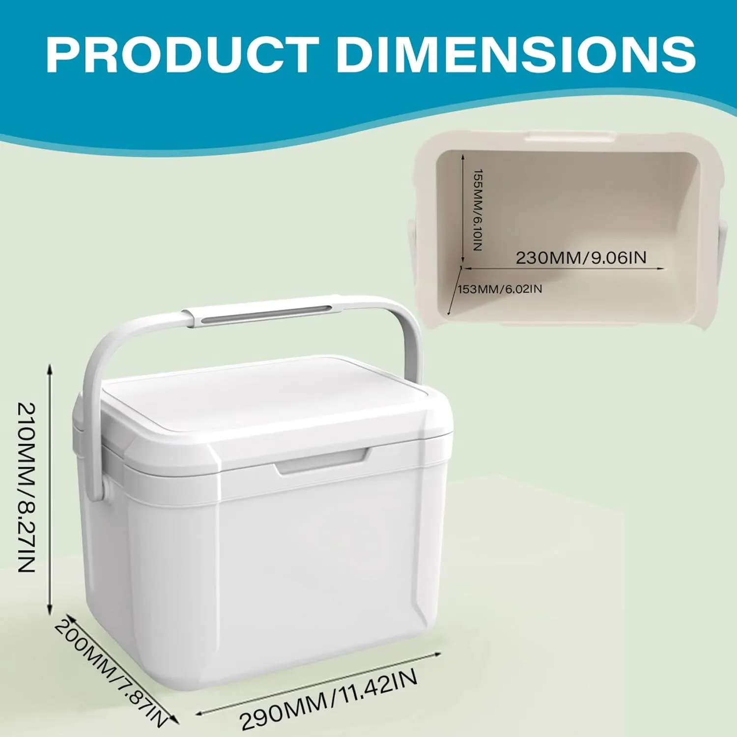 Insulated Cooler Lunch Box, Camping Cooler 5L PU Small 76H Coooling ＆ 12H Warm Insulated Hard Lunch Box Hold 6 Cans Portable Ice Chest with Handle for Picnic, Beach, Grill