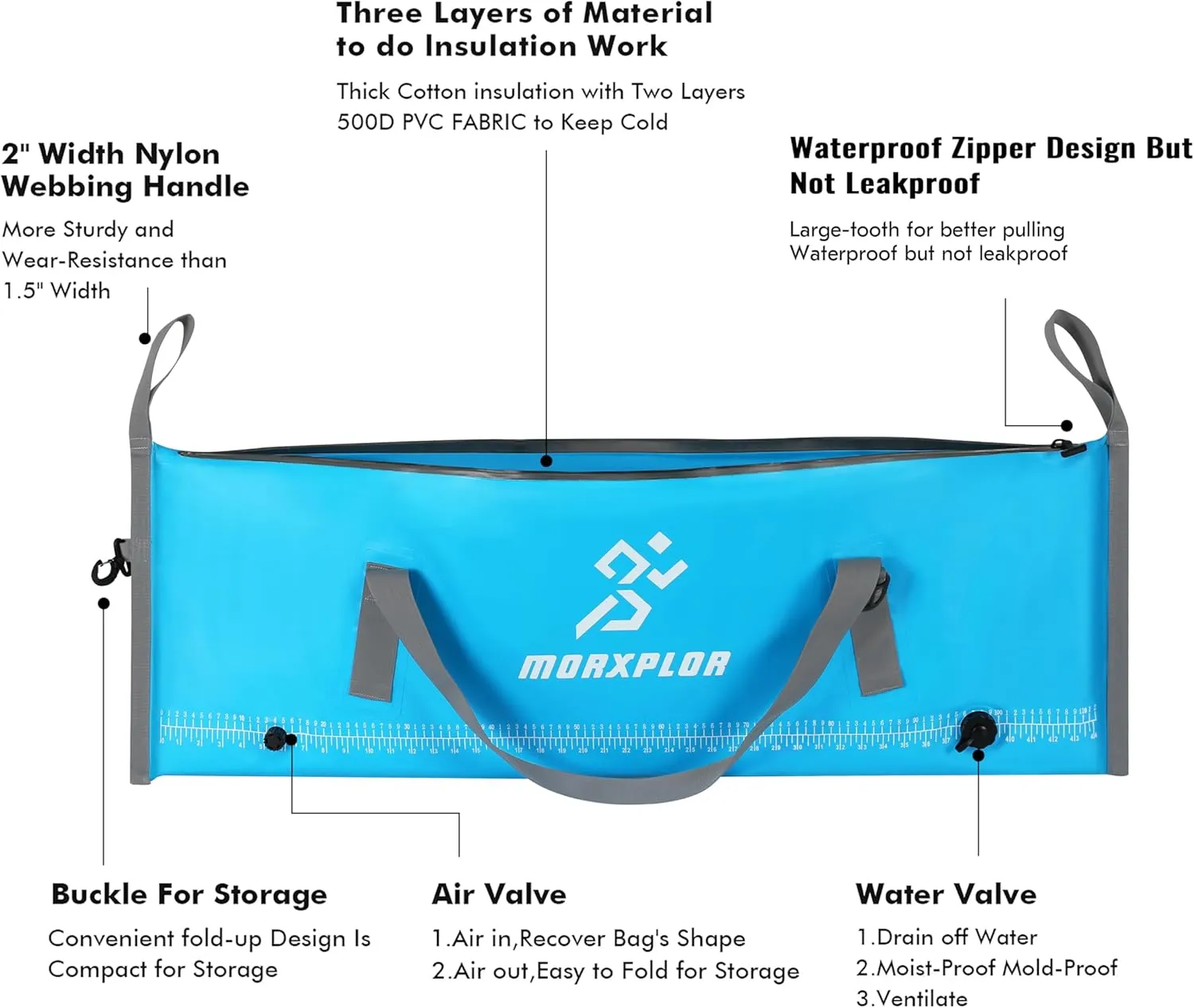 Insulated Fish Cooler Bag for Fishing 41x17 47x17In 50x20In 60x24 72x30 Inch,Large Insulated Fish Kill Bag,Fishing Catch Bag Cooler with Common Smooth Water-Resistant Zipper