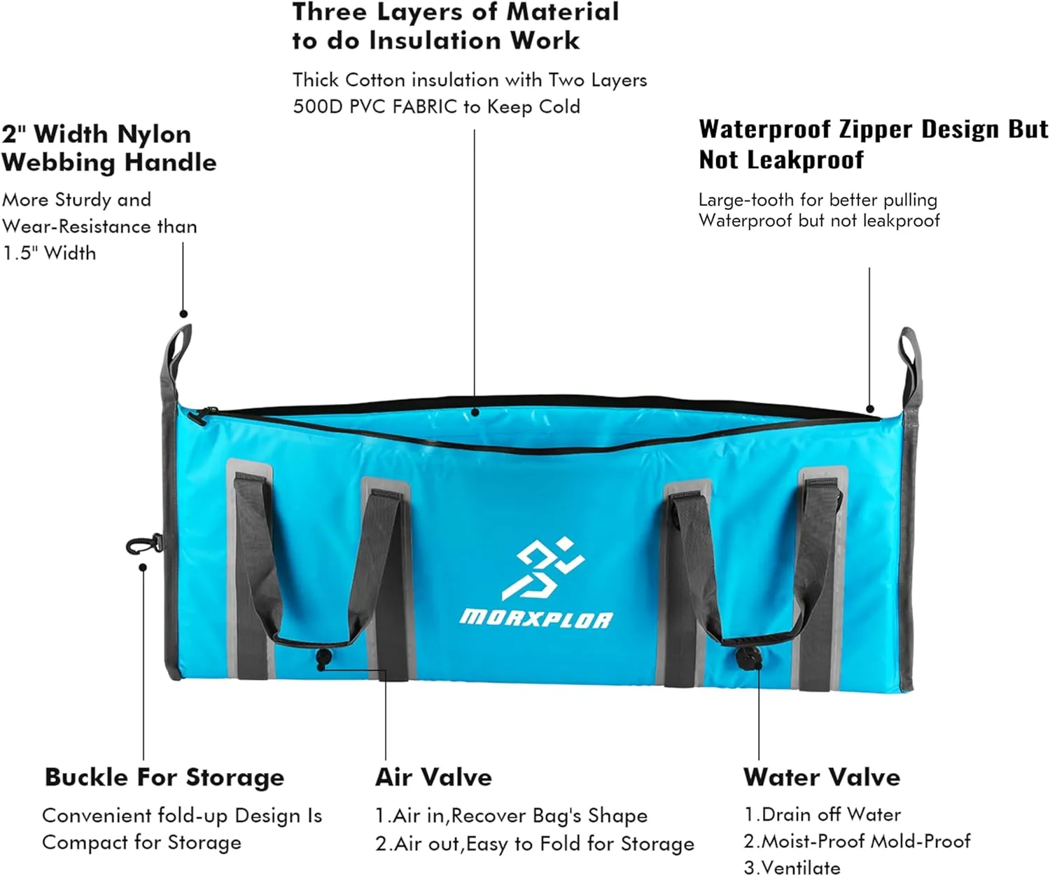 Insulated Fish Cooler Bag for Fishing 41x17 47x17In 50x20In 60x24 72x30 Inch,Large Insulated Fish Kill Bag,Fishing Catch Bag Cooler with Common Smooth Water-Resistant Zipper