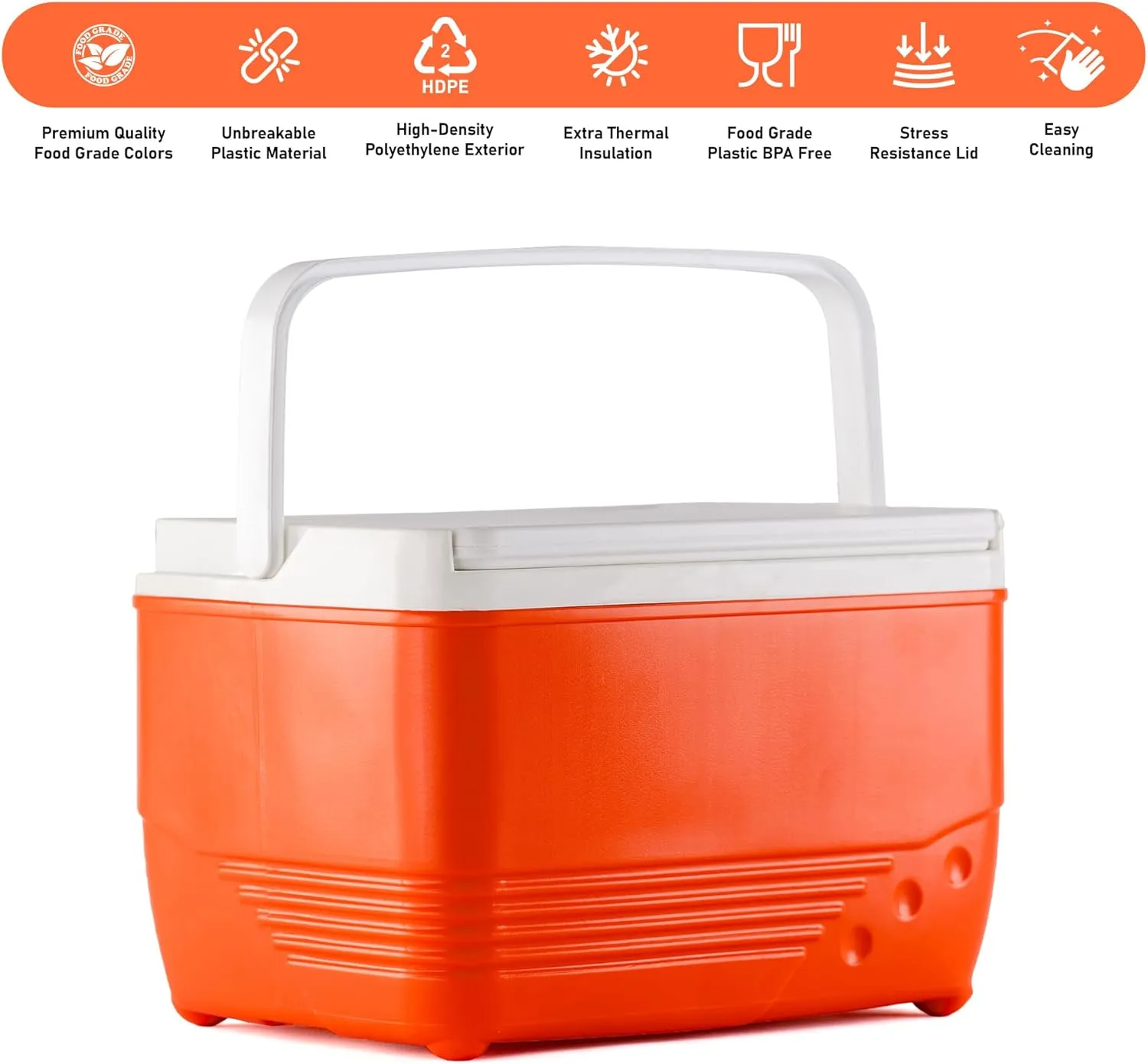 Insulated Ice Cooler Portable Ice Box Hard Heavy Duty Small Ice Chest for Camping, Tailgating, Beach, Picnic, Groceries