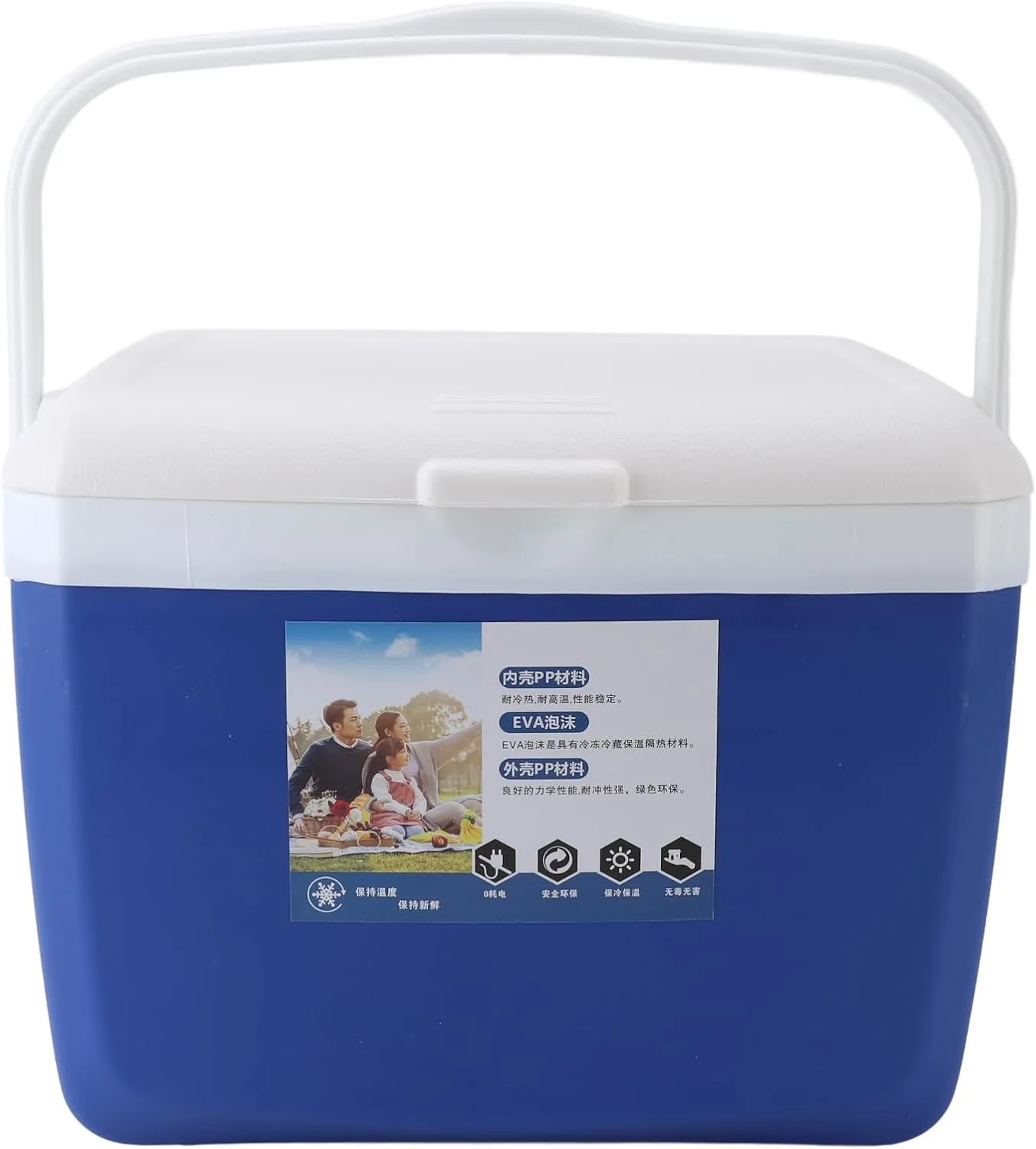 Insulated Portable Cooler, Insulated Cooler Lunch Box, Mini Beach Cooler Soft Lunch Bag Box, Outdoor Hard Cooler with Handles for Beach, Camping, Tailgating, Sports, 13L (Blue)