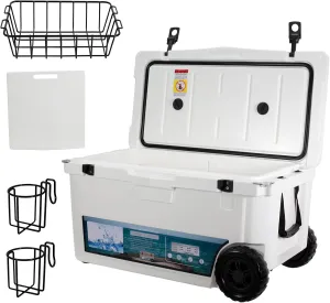Insulated Portable Cooler with Heavy Duty Handles, Leak-Proof Outdoor Hard Cooler for Beach, Fishing, Camping, Tailgating, Sports