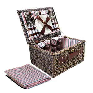Insulated Willow Picnic Basket Set with Blanket - 4 Person
