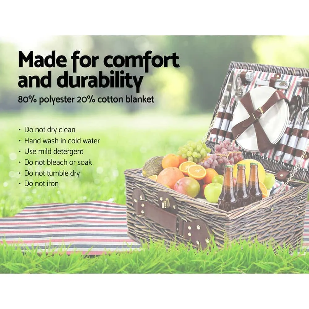 Insulated Willow Picnic Basket Set with Blanket - 4 Person