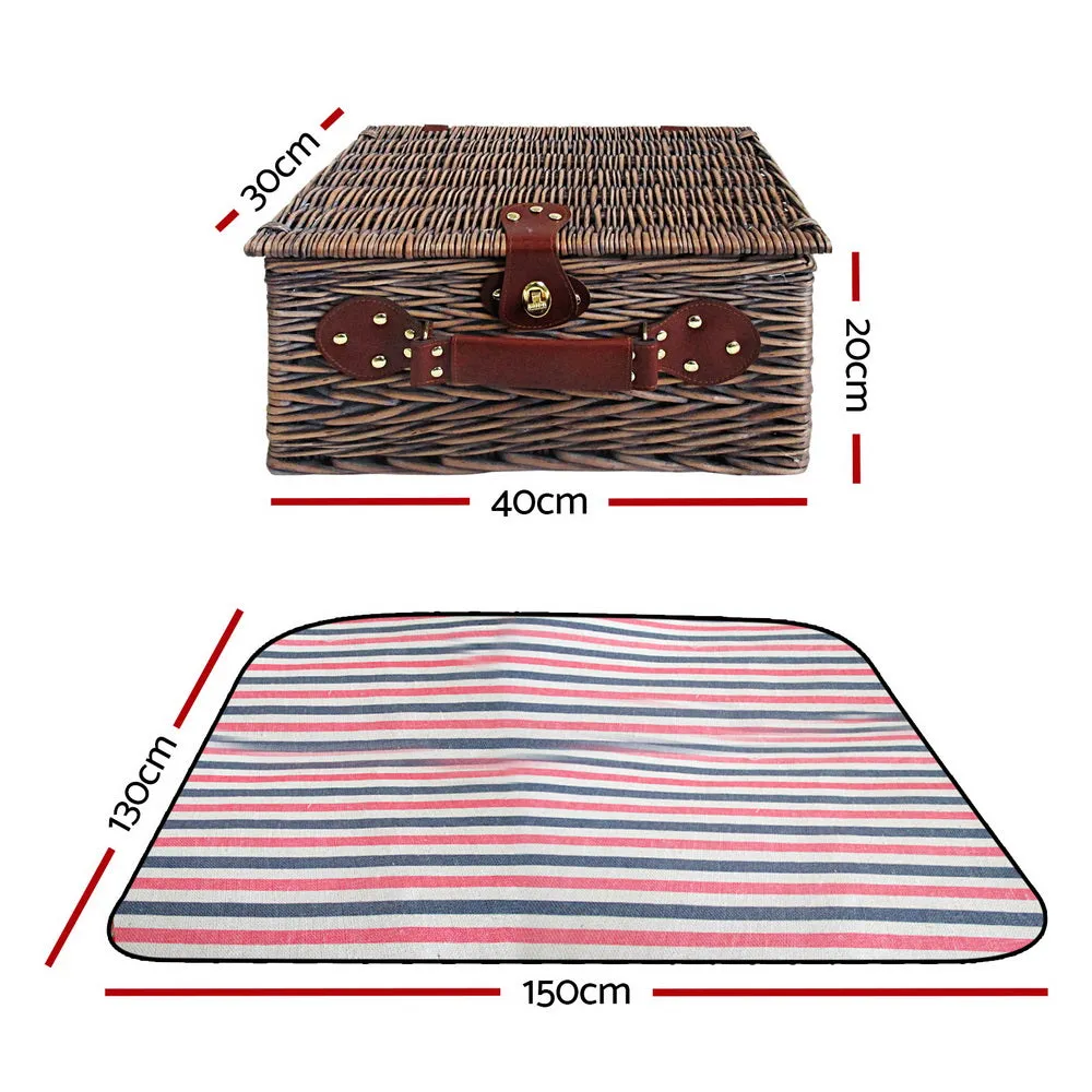 Insulated Willow Picnic Basket Set with Blanket - 4 Person