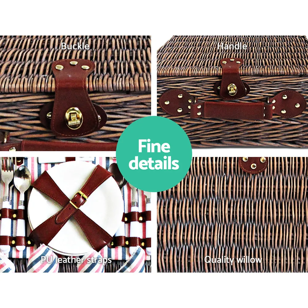 Insulated Willow Picnic Basket Set with Blanket - 4 Person