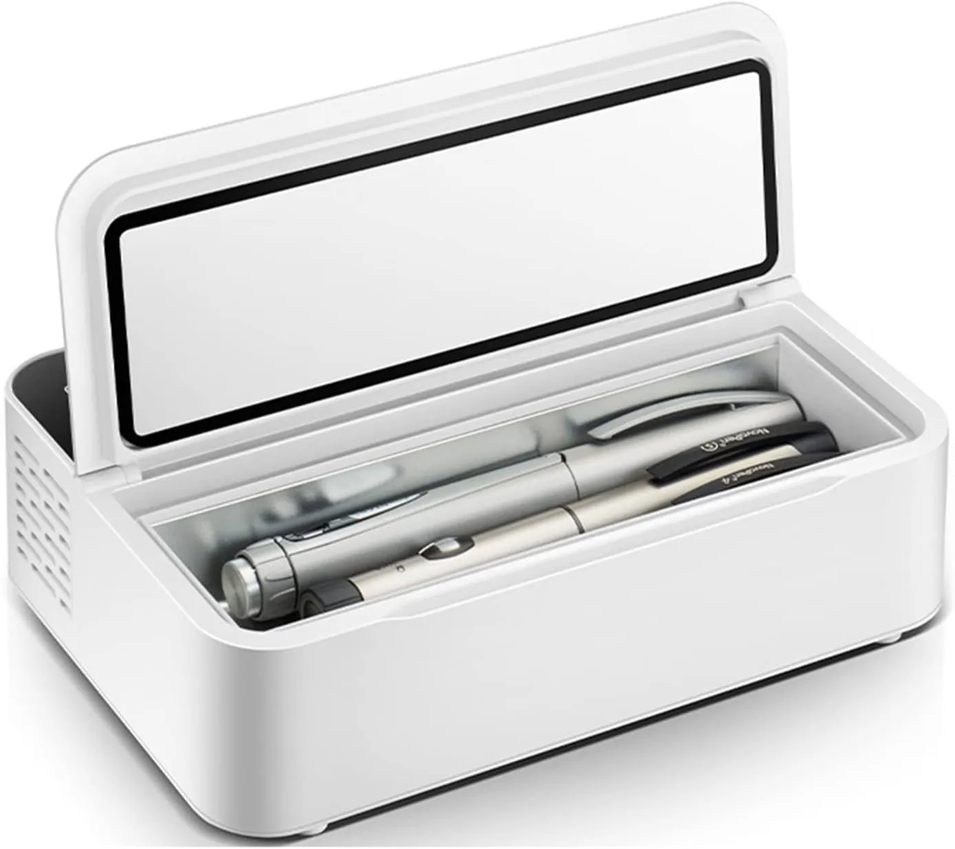 Insulin Cool Box Portable Mini Medicine Fridge, Intelligent Cooling Rechargeable Car Small Fridge for Travel Cool Box, Plane, Car, Family, with Shoulder Bag,2batteries