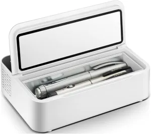 Insulin Cool Box Portable Mini Medicine Fridge, Intelligent Cooling Rechargeable Car Small Fridge for Travel Cool Box, Plane, Car, Family, with Shoulder Bag,2batteries