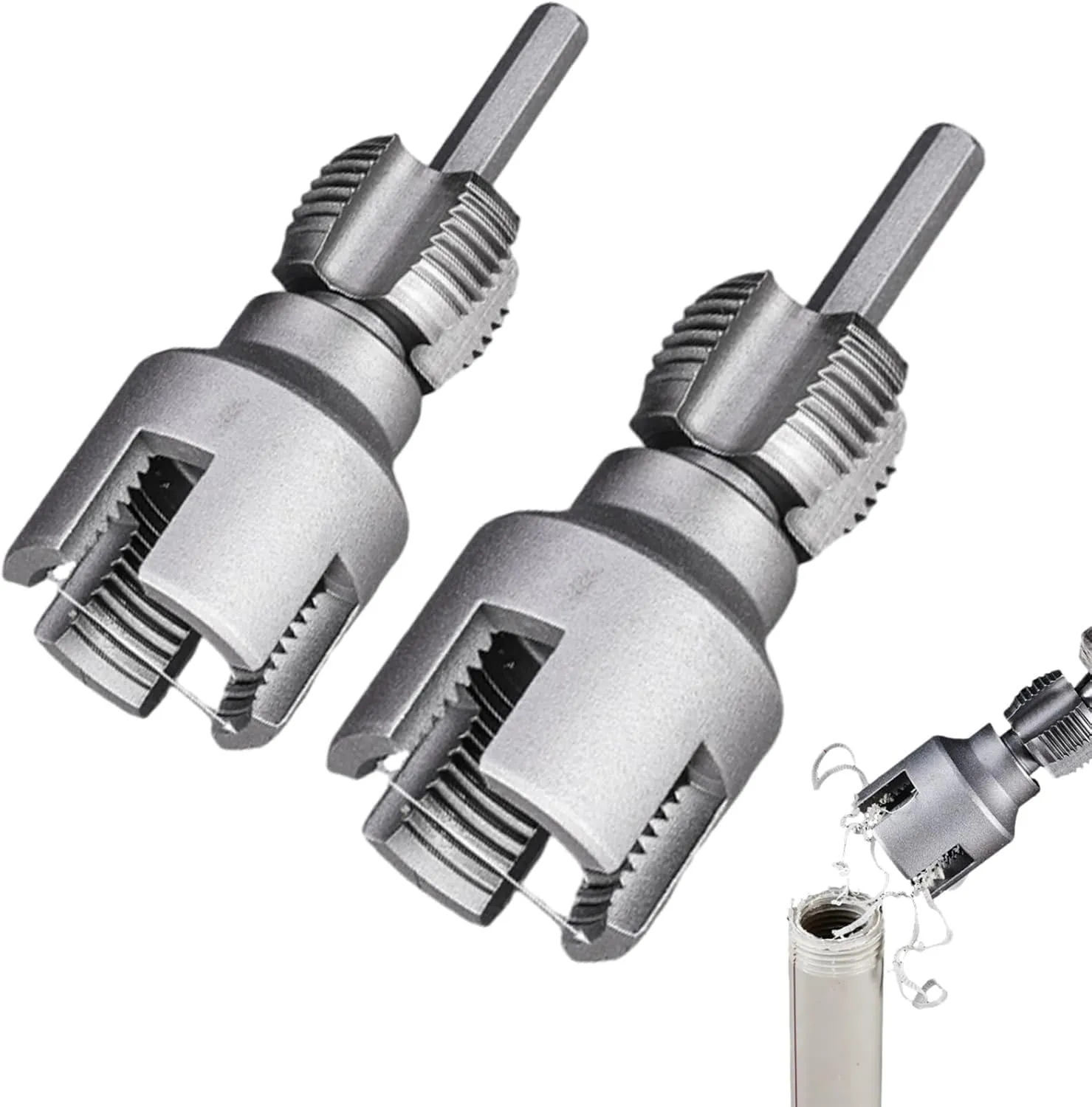 Integrated Internal & External Pipe Threading Tool，2025 New Pipe Thread Cutting Tool，Electric Drill Compatible 2 in 1 PVC Pipe Threader Kit,for Electric Drill (1/2"  3/4")