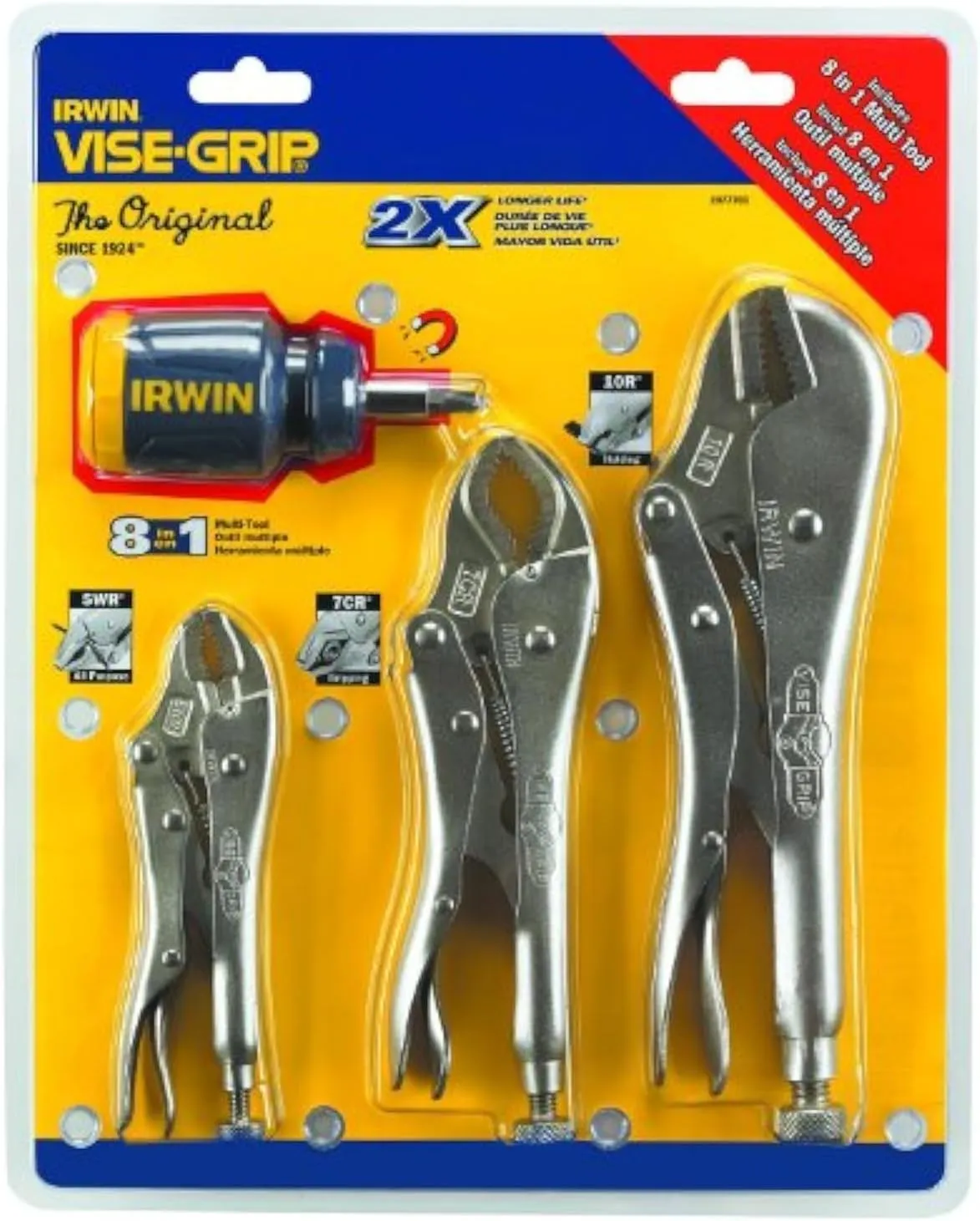 IRWIN 2077703 Vise-Grip Fast Release Locking Pliers Set with Free 8-in-1 Multi-Tool, 3-Piece