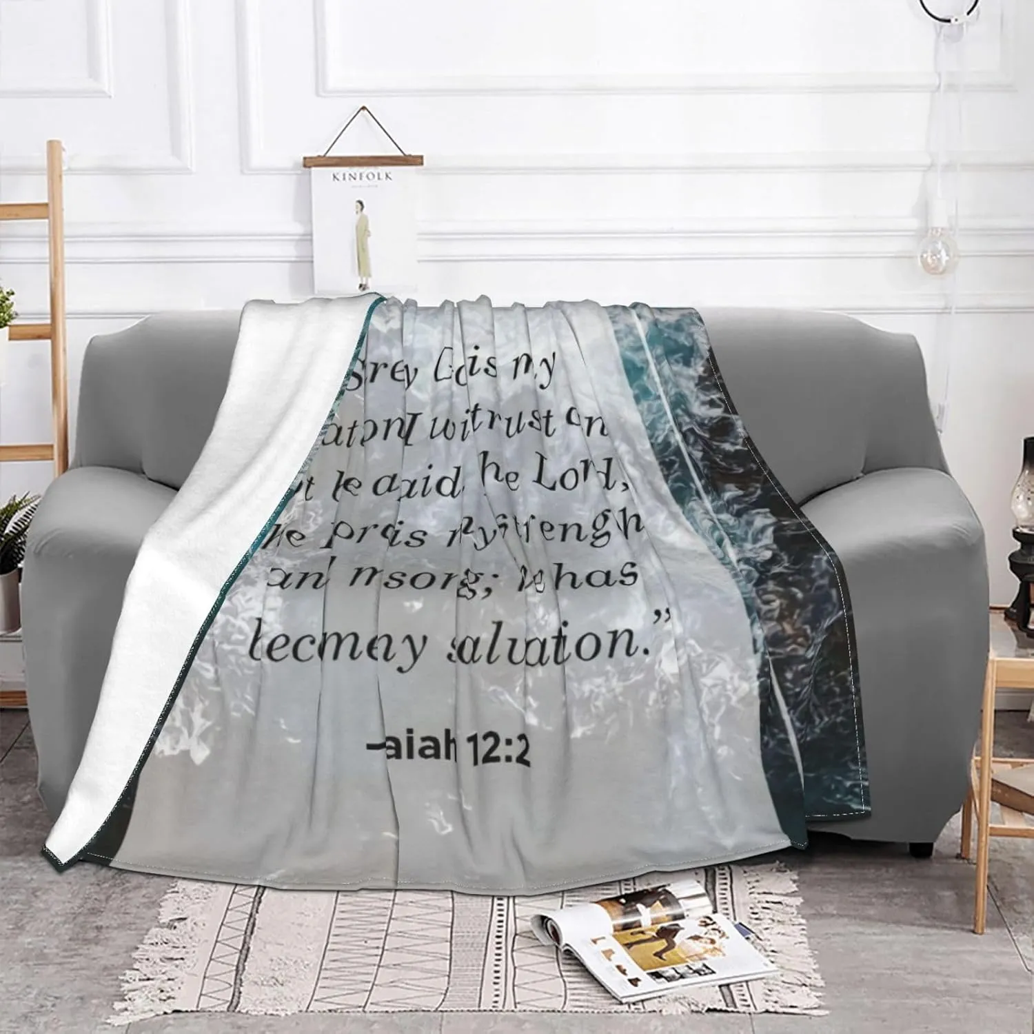 Isaiah 12 2 80"X60" Flannel Blanket - 100% Soft Polyester, Lightweight and Warm, Suitable for Families, Camping, Travel