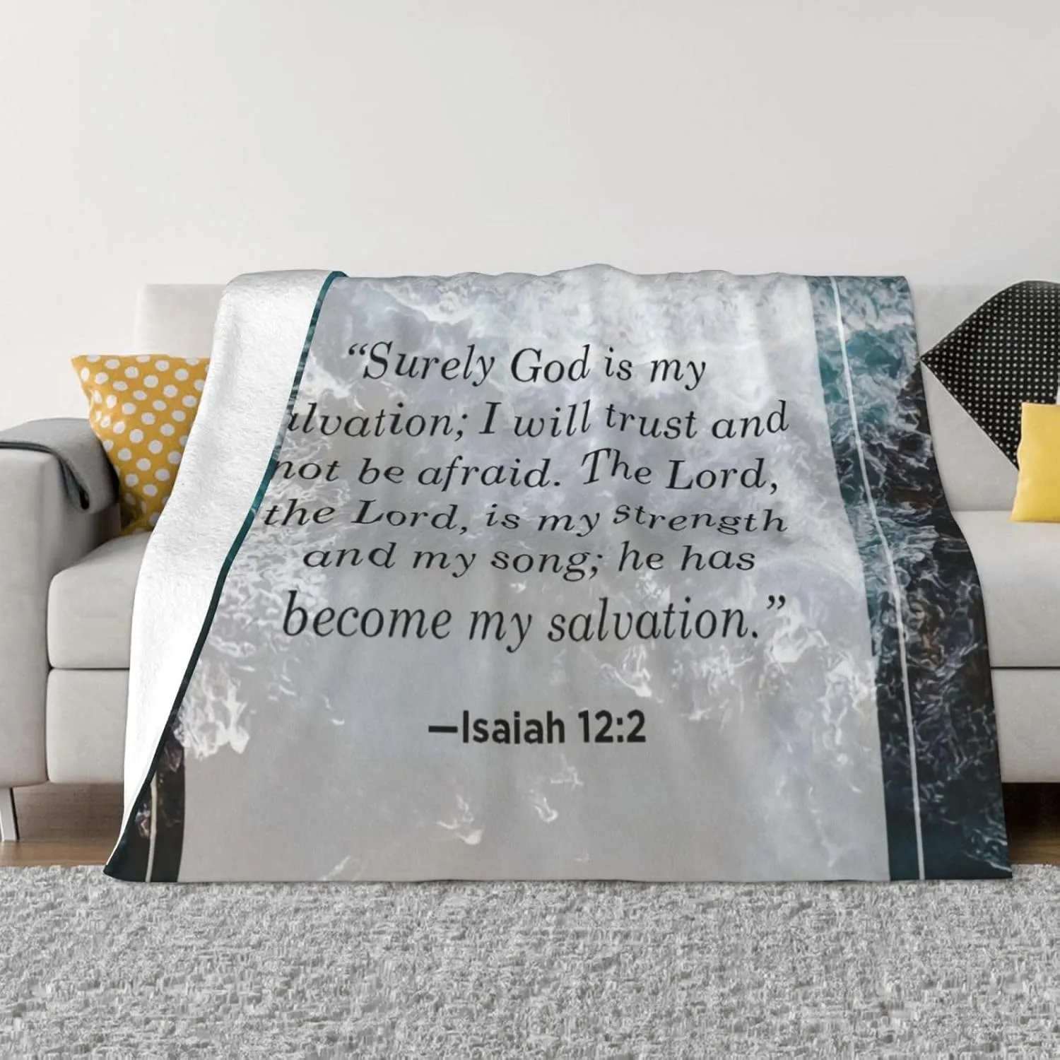 Isaiah 12 2 80"X60" Flannel Blanket - 100% Soft Polyester, Lightweight and Warm, Suitable for Families, Camping, Travel