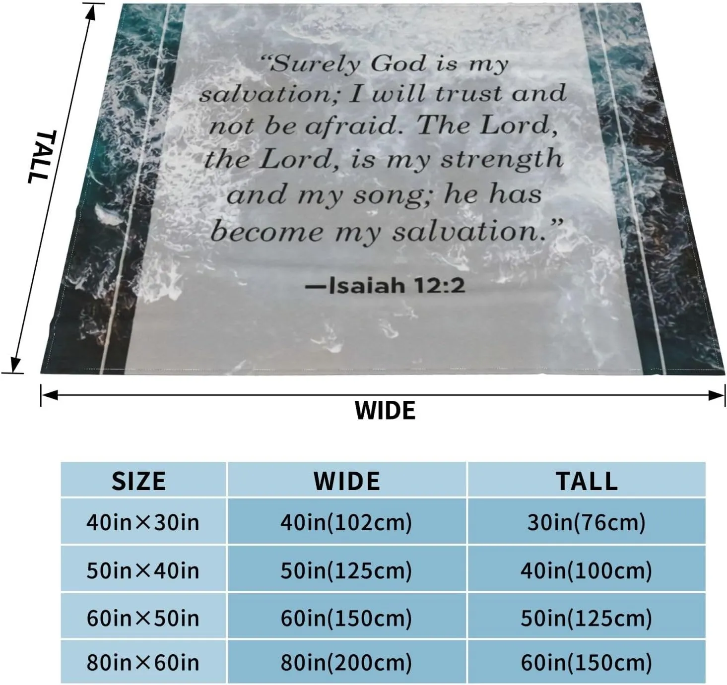 Isaiah 12 2 80"X60" Flannel Blanket - 100% Soft Polyester, Lightweight and Warm, Suitable for Families, Camping, Travel