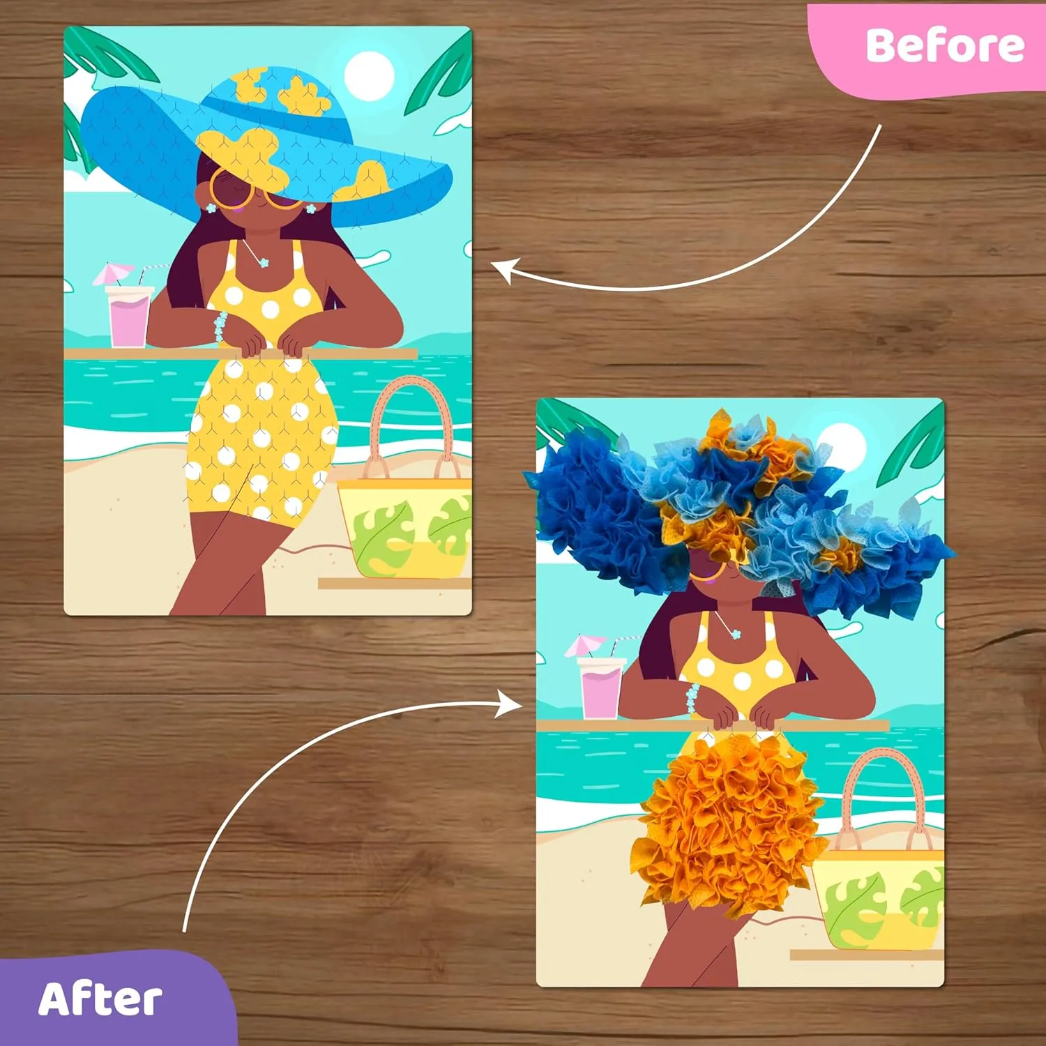 jackinthebox Poke Poke Art for Kids – Fashion Theme Dress Decorations for Princess, Winter, Monsoon, Hawai, Beach, Ballerina, Mess-Free Sewing Art for Kids, Gift for Girls and Boys Ages 4 5 6 7 8