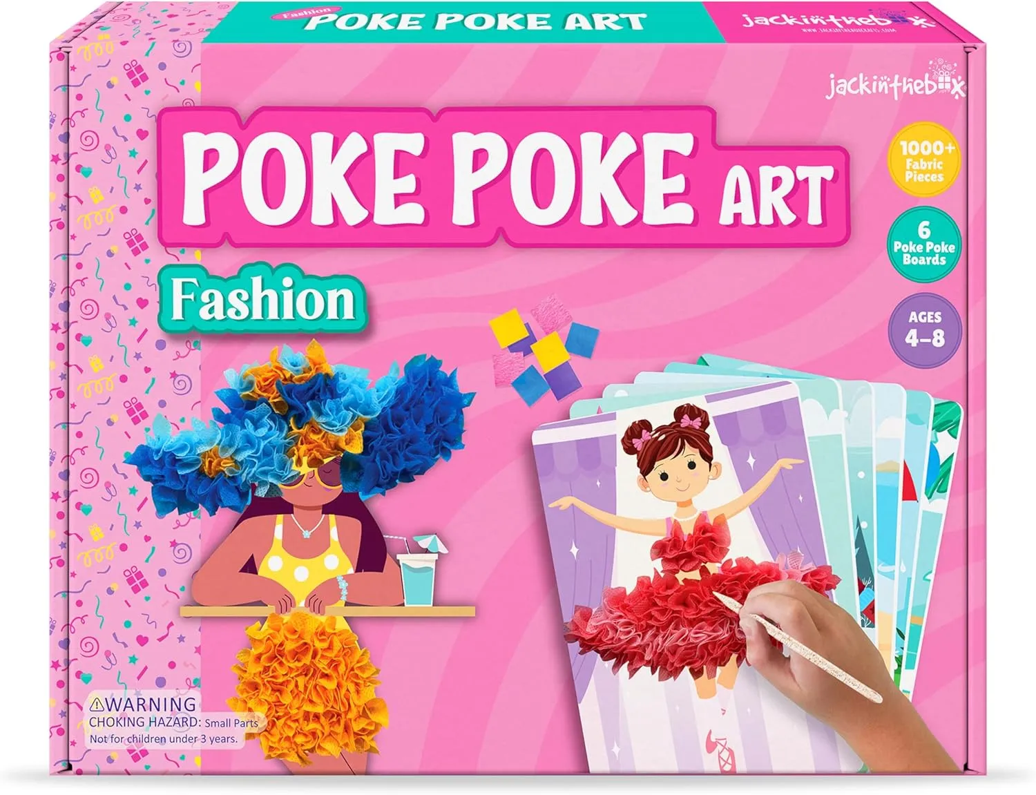 jackinthebox Poke Poke Art for Kids – Fashion Theme Dress Decorations for Princess, Winter, Monsoon, Hawai, Beach, Ballerina, Mess-Free Sewing Art for Kids, Gift for Girls and Boys Ages 4 5 6 7 8