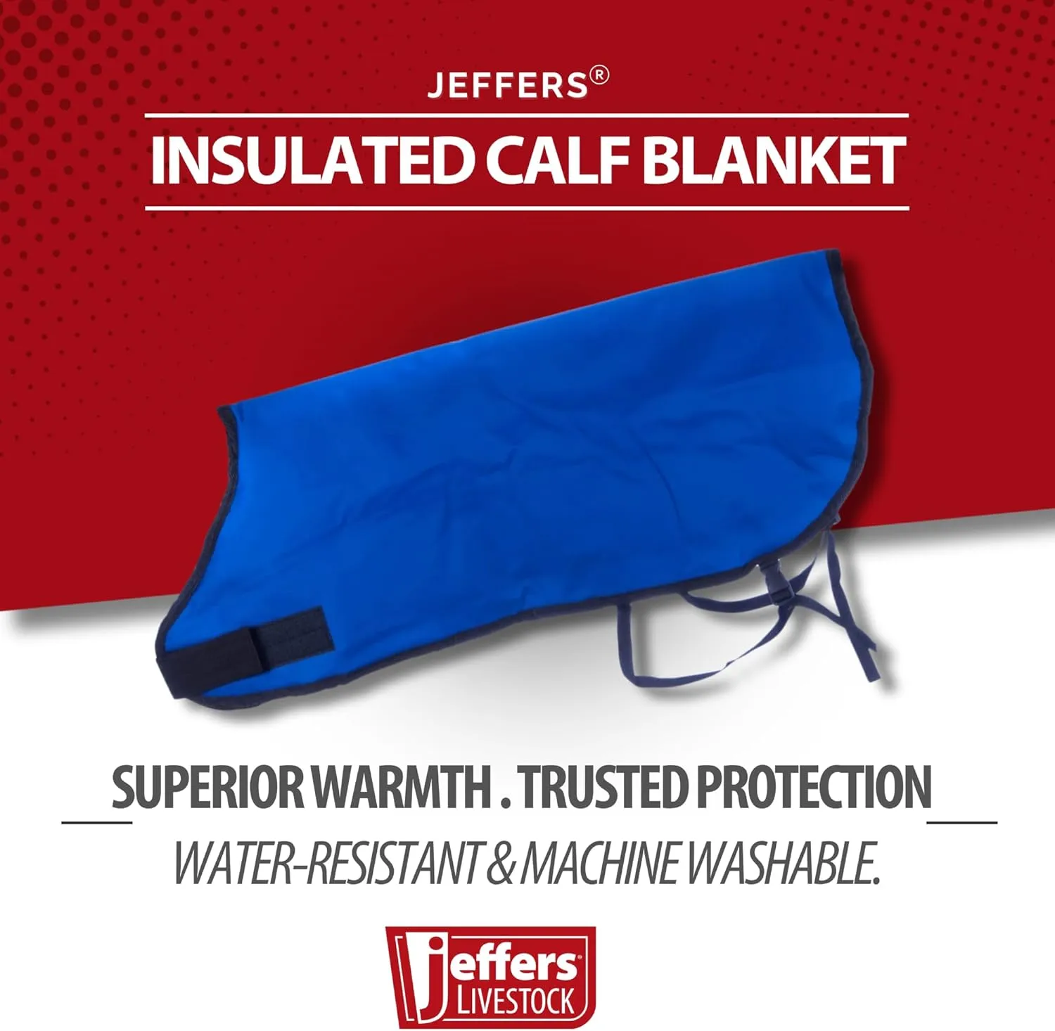 Jeffers Livestock Insulated Calf Blanket, Royal Blue, 1 Pack - 600 Denier, Winter Warm Clothes for Calf, Water Proof, Windproof Warming Blanket, Jacket, Coat - Thickened Belly Protection