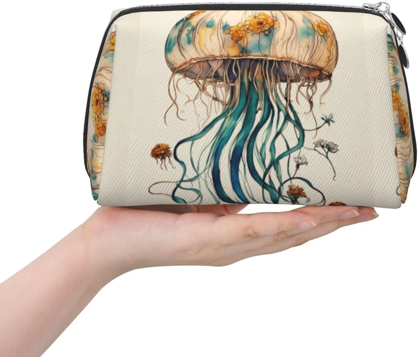 Jellyfish Pattern Travel-Ready Toiletry Bag, Compact Makeup Organizer For Women