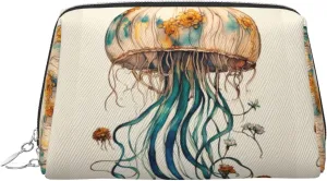 Jellyfish Pattern Travel-Ready Toiletry Bag, Compact Makeup Organizer For Women