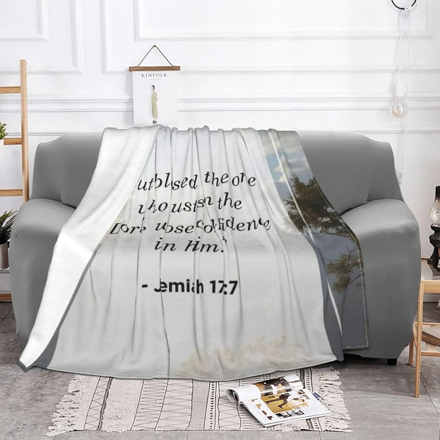 Jeremiah 17 7 60"X50" Flannel Blanket - 100% Soft Polyester, Lightweight and Warm, Suitable for Families, Camping, Travel