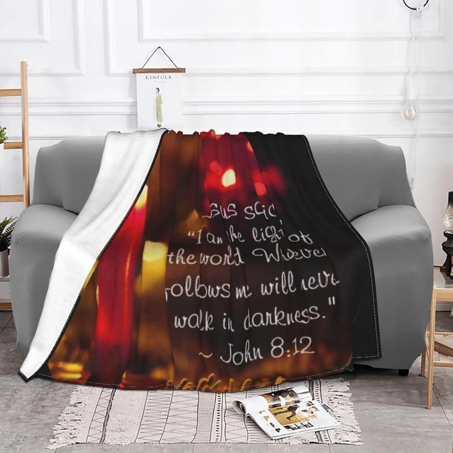 Jesus Said, I Am The Light of The World, John 8 12 80"X60" Flannel Blanket - 100% Soft Polyester, Lightweight and Warm, Suitable for Families, Camping, Travel