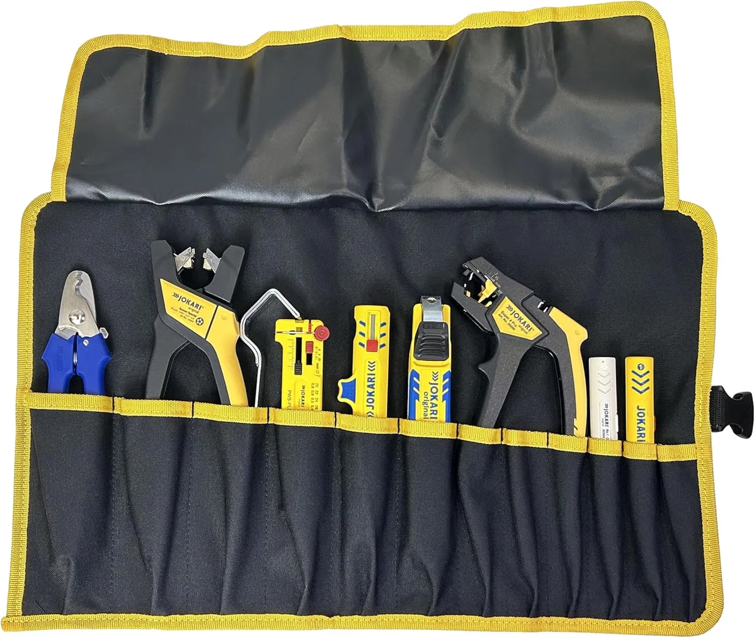 Jokari 490322 Electrician Bag - Complete Set with Cable Scissors, Wire Strippers, Stripping, Cable Knives and Tools for Professional Electrical Work