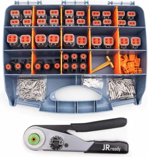 JRready DTP&DTHD Deutsch Connector Crimp Tool Kit ST6361 Contains DTP 2,4 Pin and DTHD 1 Pin Automotive Electrical Connectors with 12# Solid Contacts and Deutsch Crimp Tool,Deutsch pin Kit