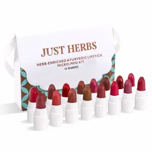Just Herbs Ayurvedic Creamy Matte Micro Mini Lipstick Kit Lip Hydrating & Moisturizing, Lipsticks for Women Suitable All Indian Tones (Pack of 16) Visit the Just Herbs Store