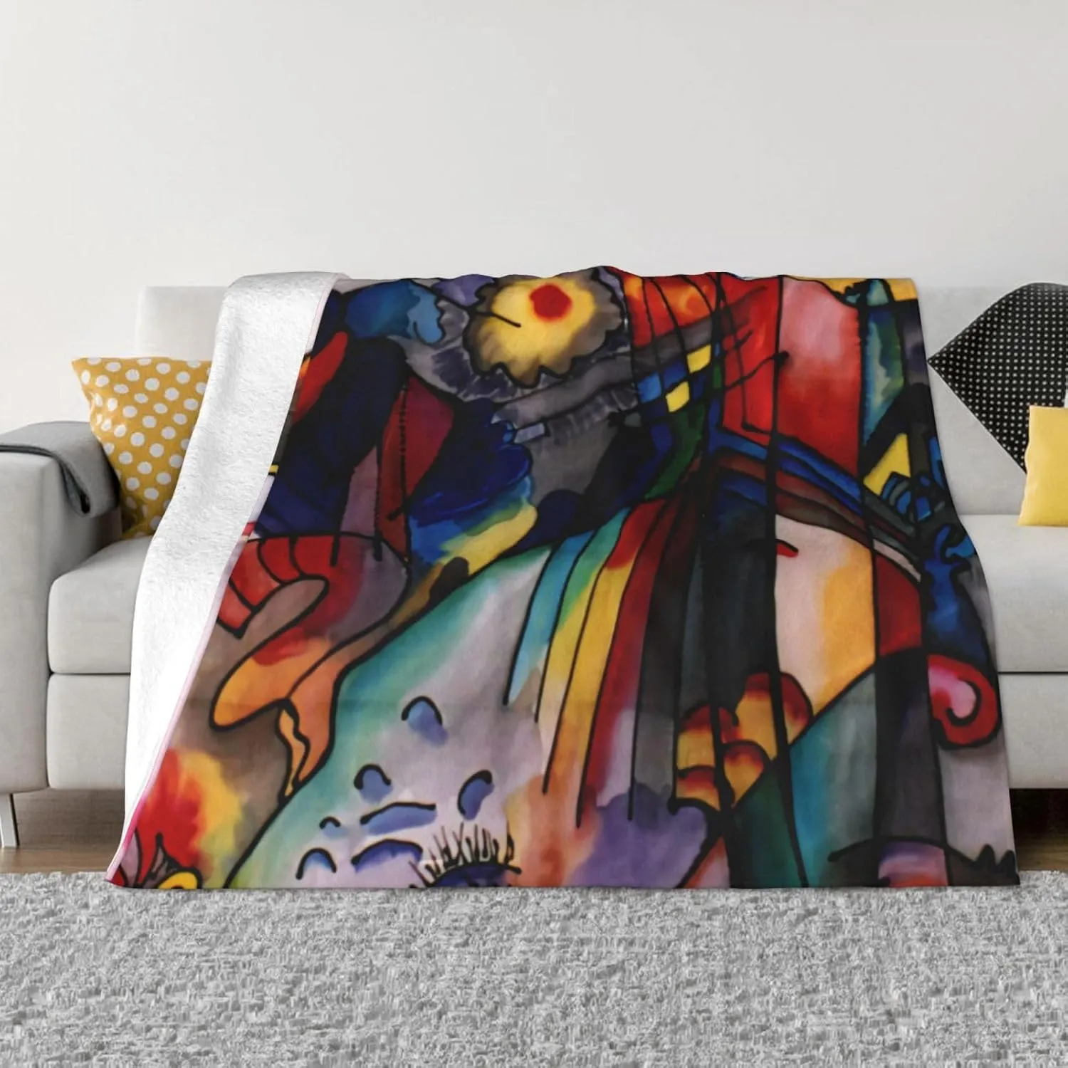 Kandinsky - 293 60"X50" Flannel Blanket - 100% Soft Polyester, Lightweight and Warm, Suitable for Families, Camping, Travel
