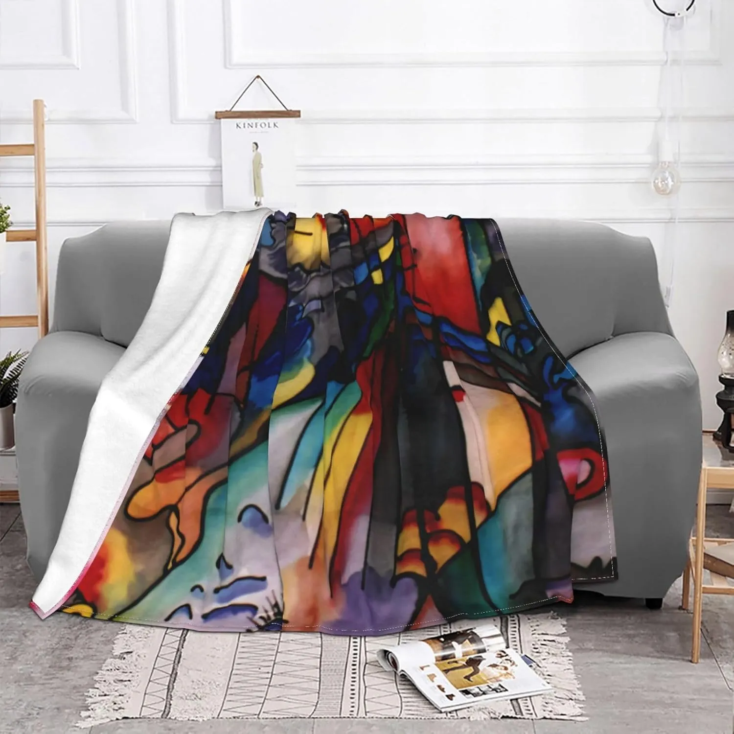 Kandinsky - 293 60"X50" Flannel Blanket - 100% Soft Polyester, Lightweight and Warm, Suitable for Families, Camping, Travel