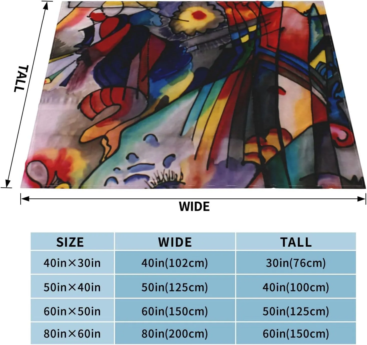 Kandinsky - 293 60"X50" Flannel Blanket - 100% Soft Polyester, Lightweight and Warm, Suitable for Families, Camping, Travel