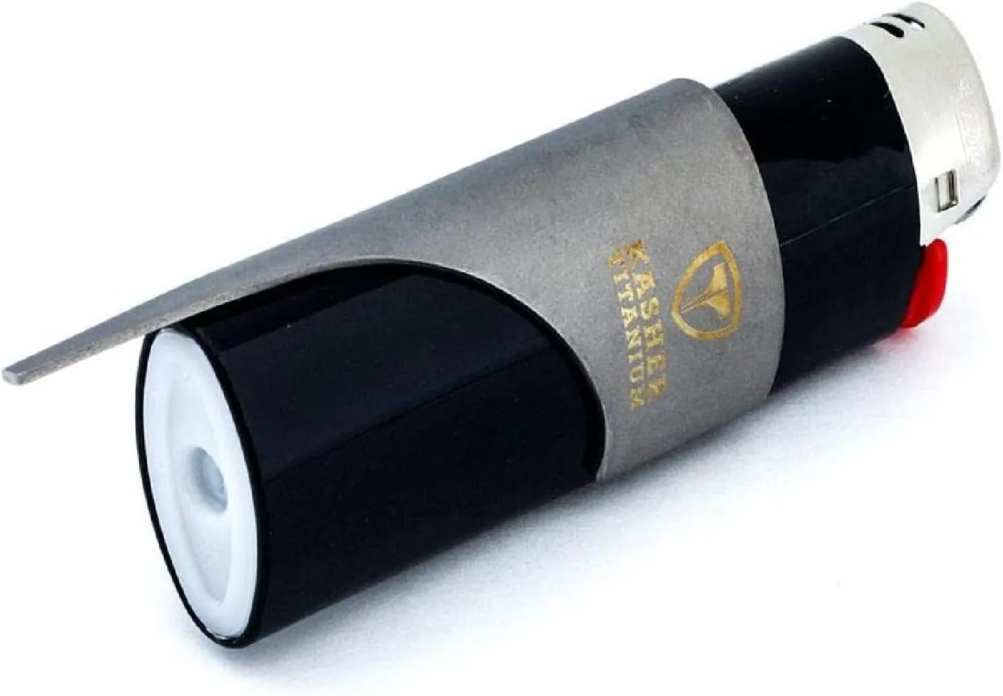 Kasher Titanium Lighter Tool - Multipurpose Metal Lighter Case - Strong, Durable & Lightweight - Sleek & Sturdy Design - Helps to Open Packages, Peel Stickers (Without Lighter, Gold Engraving)